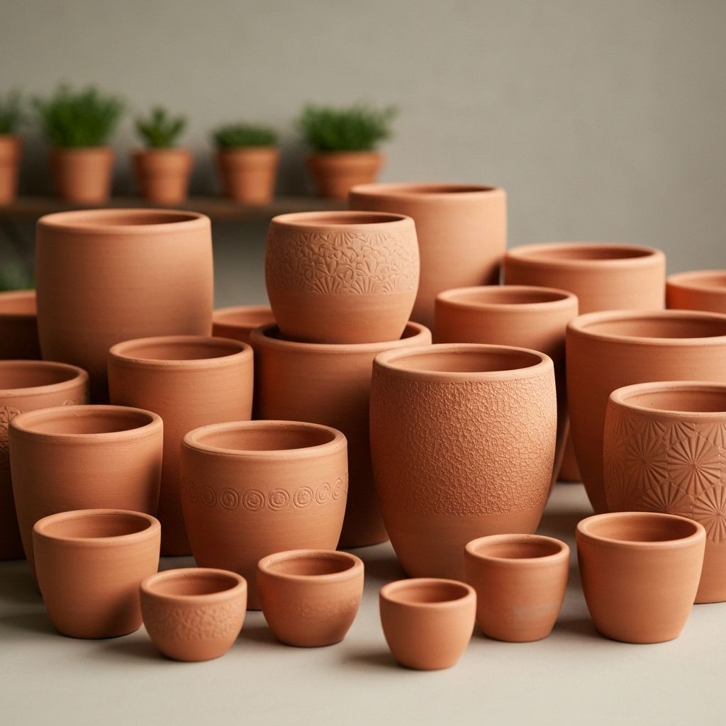 Terracotta ceramic planters collection