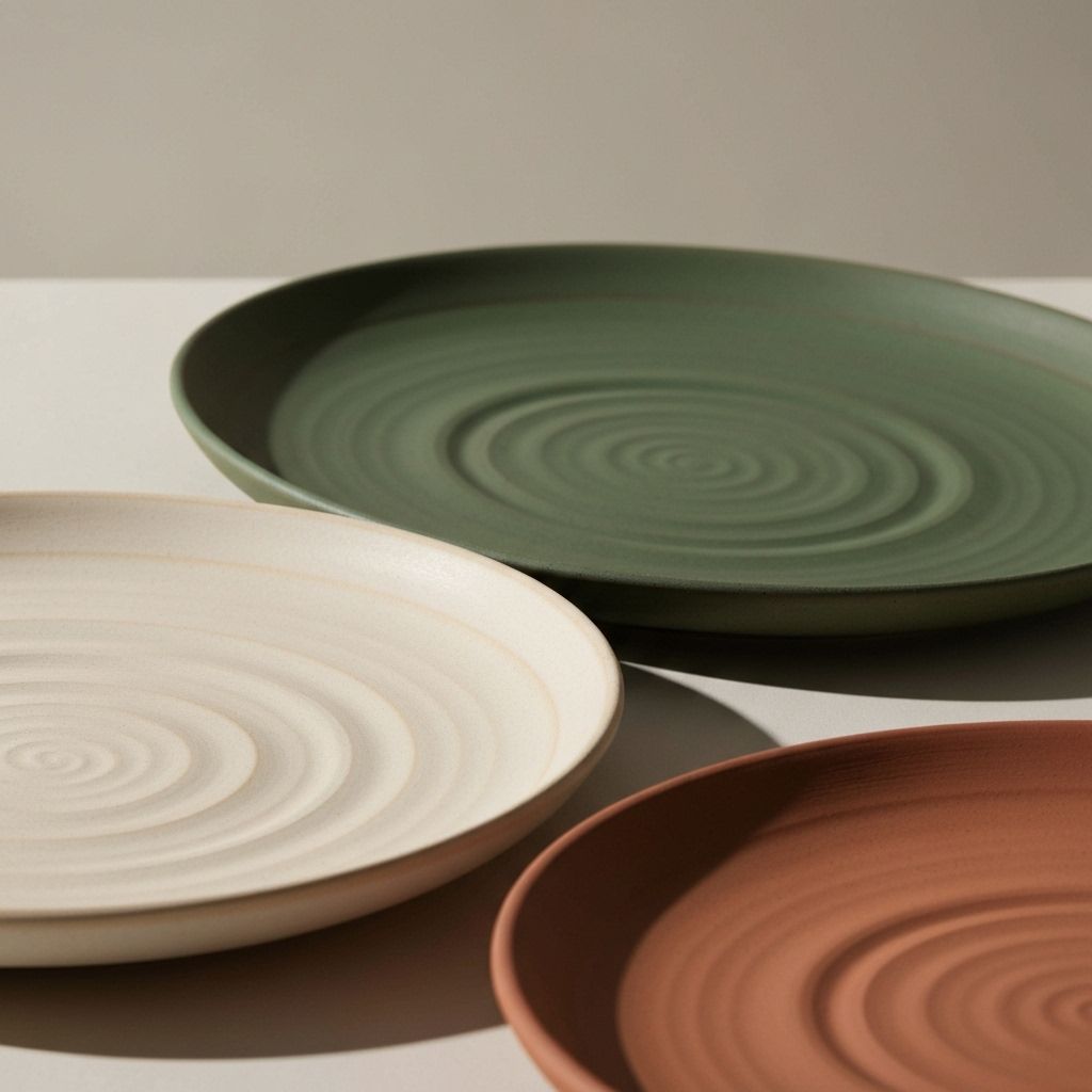 Ceramic plates in earthy minimalist tones