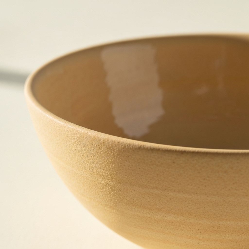 Porcelain bowl with sandy beige texture